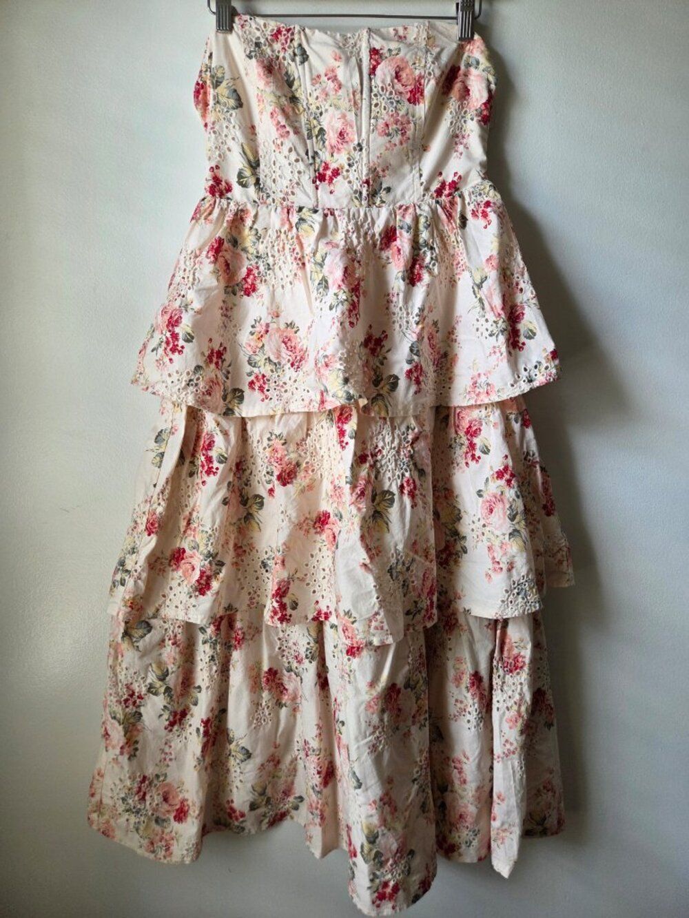 EUC LIKE NEW SOFIE THE LABEL GARDEN FLORAL TUBE TIERED MIDI DRESS BRODERIE SZ M